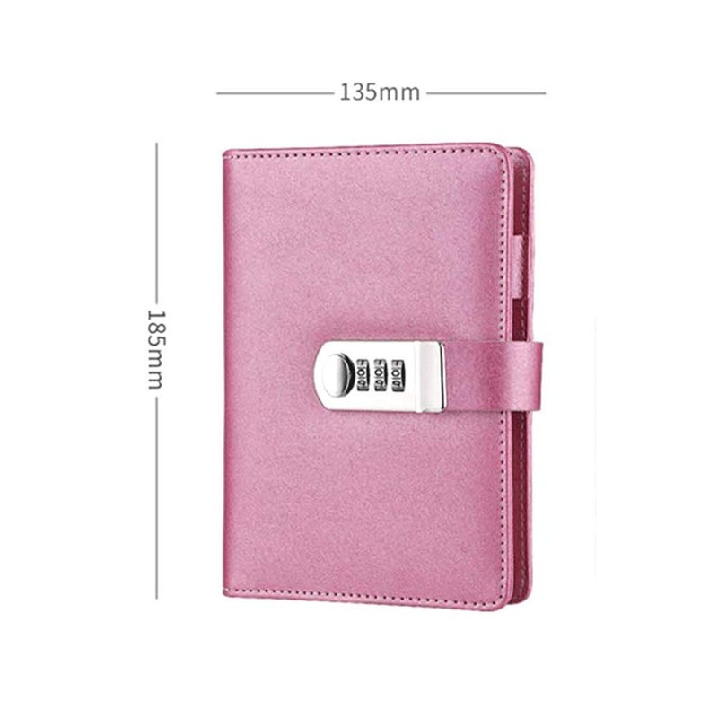 Lockable Notebook Refillable PU Leather Journals Password Planner Organizer A6