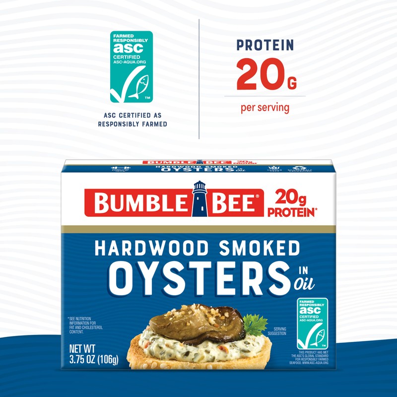 Bumble Bee Canned Hardwood Smoked Oysters, 3.75 oz Can -