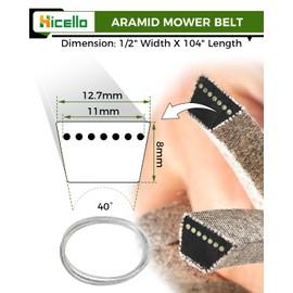 Hicello GX20072 Lawn Mower Belt｜ 1/2" X 104 Riding Mower Deck Belt Compatible with John Deere 42in Cut Riders 100 L100 D100 Series Models