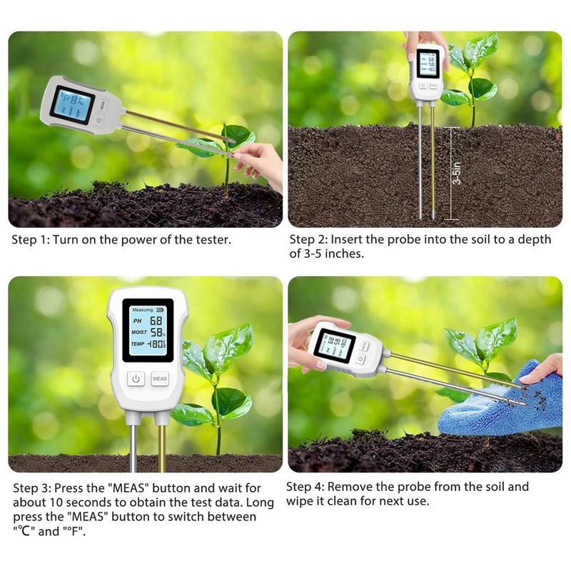 Soil Moisture Sensor Meter, 3 to 9 Soil PH Tester,