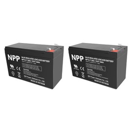 NPP NP12-7.5Ah (F1, 2 Pcs) 12V 7.5Ah Rechargeable Sealed Lead Acid Battery for Portable Fish Finder, Small UPS, Solar Power, IOT, Kids Car, and Outdoor Camper with F1 Terminal