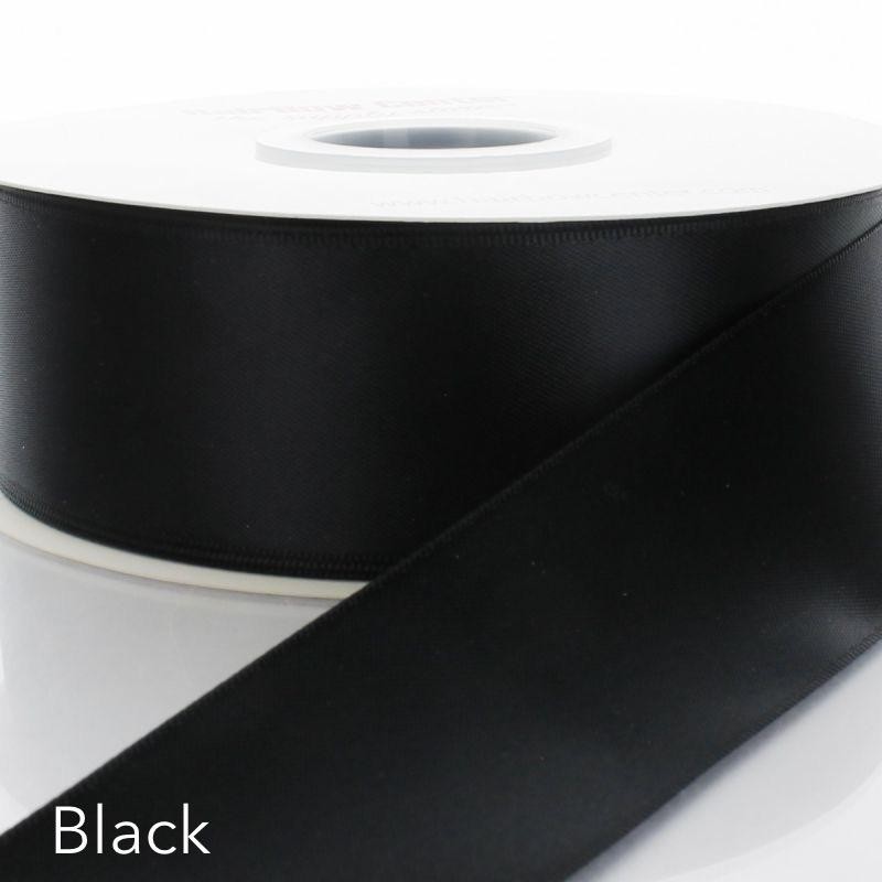 Satin Ribbon 50 yards Single Face Ribbon 1.5”:_Black