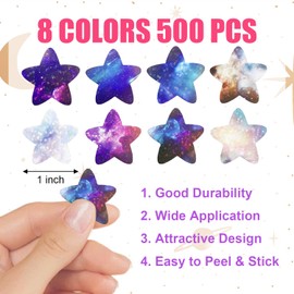 SAREAL Star Stickers, Reward Stickers for Kids, 500Pcs 1 inch Self Adhesive Colorful Incentive Stickers for Student Behavior Chart,Crafts,School Classroom Teacher Supplies