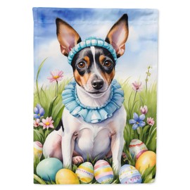 Caroline's Treasures DAC5156GF Rat Terrier Easter Egg Hunt Garden Flag Mailbox Flag Decorative Yard Flag Banner Outside Patio Artwork Yard Flower Beds, Garden Size, Multicolor