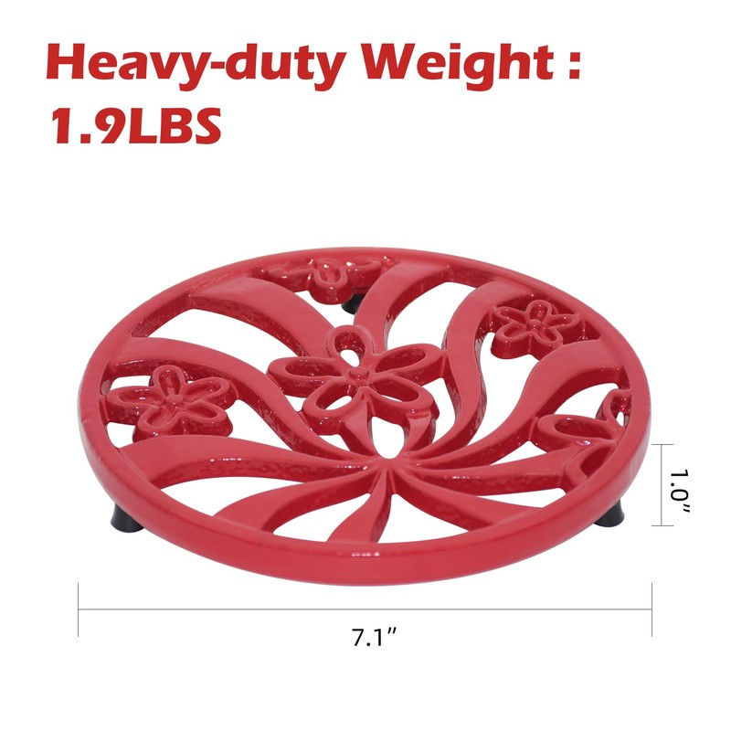 MINLUFUL Vintage Cast Iron Trivet, Heat-Resistant Metal Trivet for Hot