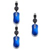 Veumoie 3-Pack Wired Optical Mouse, USB, Blue, Portable, Retractable Cord,