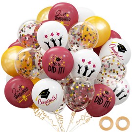 2024 Graduation Party Decorations, 68pcs Graduation Balloons Maroon Graduation Decorations for College High School Class of 2024 Congrats Grad Party Decor
