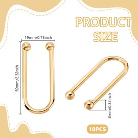 AHANDMAKER 10Pcs Alloy Bikini Clips U Shape Ring Buckle Alloy Bikini Connectors Bra Clasp Replacement Part Metal Bra Front Closure Linker for Swimwear Front Clasp Making Garment Accessory, Golden