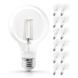 LUXRITE Vintage G25 LED Light Bulb 60 Watt Equivalent, 5CCT 2700K 3000K 3500K 4000K 5000K, Dimmable, 500 Lumens, White Filament LED Edison Light Bulb 4.5W, UL Listed, E26 Base (12 Pack)