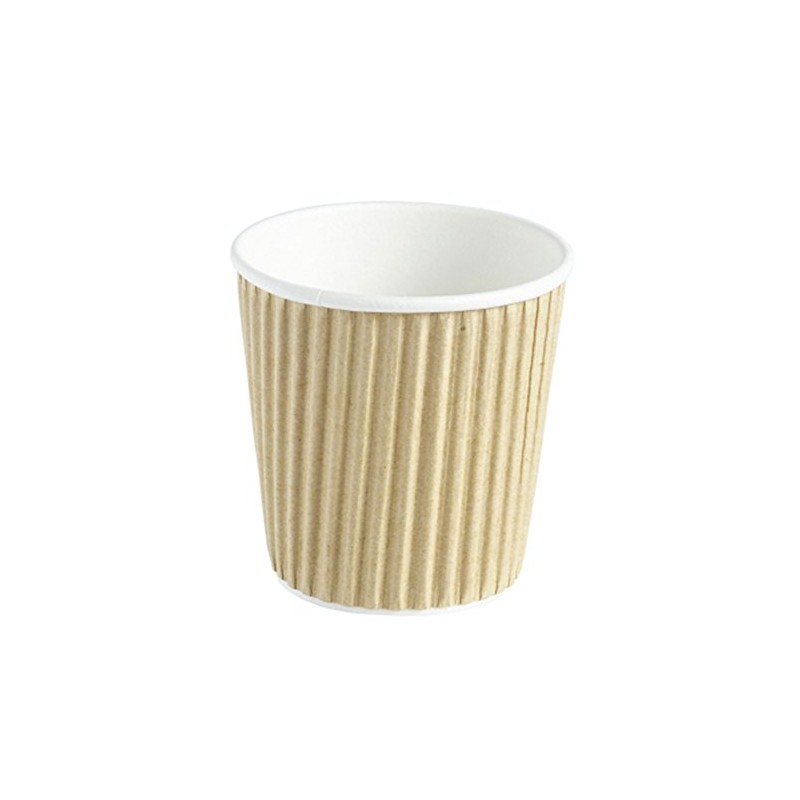 Kraft Ripple Disposable Paper Coffee Cups 4oz / 120ml -
