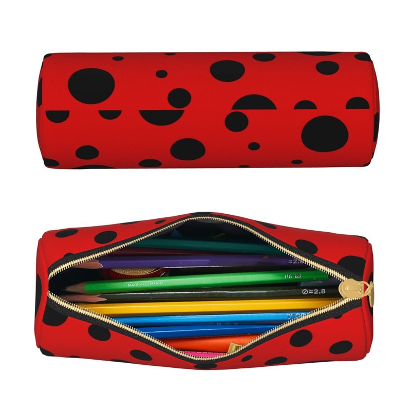 YETTA YANG Ladybug Black And Red Polka Dot Pencil Box