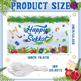 Newwiee Happy Sukkot Backdrop Banner Sign 71 x 43 Inch Sukkot Party Decoration Sukkah Etrog Lulav Jewish Tapestry Holiday Celebration Photo Props Background Wall Posters for Birthday Party Supplies