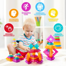 Building Block Sets for Kids 3 4 5 6 Year Old, 30 Pcs Stacking Blocks Toys for Boys Girls, STEM Preschool Learning Activities Educational Light Table Toys Gifts for Toddlers Children