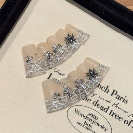 [Overseas] Cross Nail Sticker Reikaman Duckbill Wearing Armor Spider Web Clover Heart Cross Long Ballet Nail Art Small Size S/2732 - Short Duck Bill 4ea