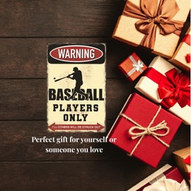 Baseball Tin Metal Sign, Sports Wall Décor, Warning Poster, Baseball Players Only, for Home Bar Bedroom Pub Restaurants Cafe Club Plaque Man Cave Wall 8x12 Inch
