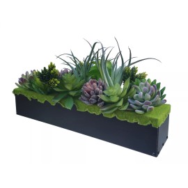 FixtureDisplays Artificial Succulent Metal Planter Arrangement Potted Succulents Centerpiece