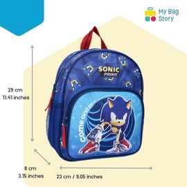 mybagstory Backpack - Sonic - Blue - Children - School - Nursery - Crib - Primary School - School Bag for Boys - Size 29 cm - Adjustable Straps - Gift Idea, Blue, One Size, blue