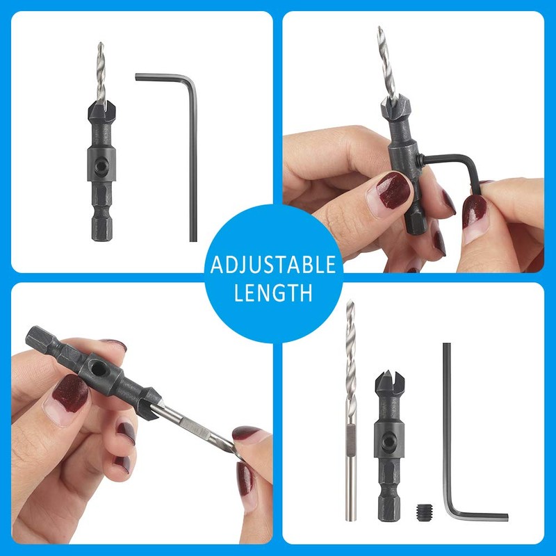 Countersink Drill Bit Set 5Pcs Twist Drill Set Carpentry Reamer