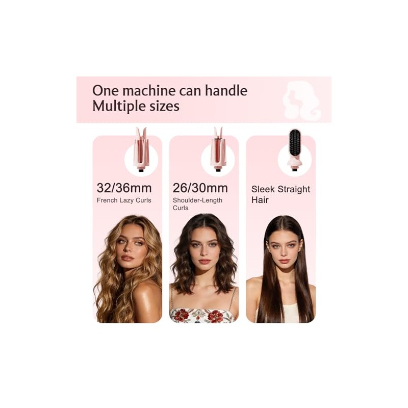 Sfozstra 3-in-1 Automatic Curling Iron & Straightening Brush