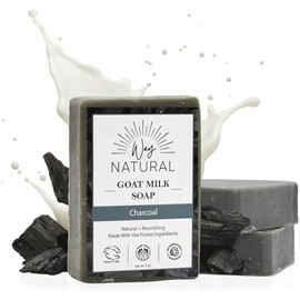 Barras de jabón de carbón, jabón de leche de cabra (3 barras de jabón para manos y cuerpo) - Suave, sin colorantes, jabón en barra de leche de cabra