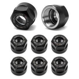 QWORK ER11 A Collet Clamping Nuts for CNC Milling Chuck Holder Lathe, 8 Pack (Black), M14 Thread