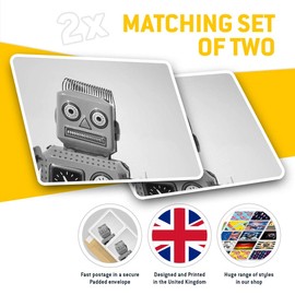 Rectangle Stickers (Set of 2) 10cm - Robot Retro Toy Fun Fun Decals for Laptops,Tablets,Luggage,Scrap Booking,Fridges, 39499