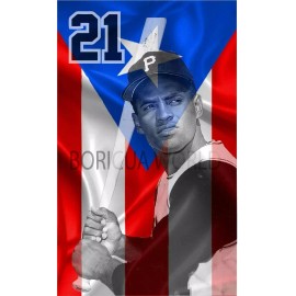 CAROD Roberto Clemente Puerto Rico Flag- Sticker Decal, Bandera Boricua- Clemente #87