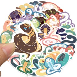 40PCS Cartoon Snake Stickers for Water Bottle,Car,Guitar,Bike,Skateboard,Laptop,Luggage,Helmet,Scrapbook,Cute Color Block Snake Sticker,Waterproof Vinyl Animal Decals,Gift for Adults Girls Boys