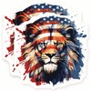 Lion American Flag Stickers - Patriotic Animal Decals - USA