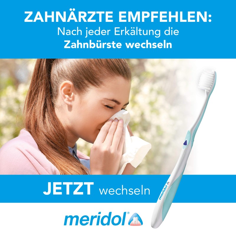 meridol Zahnbürste Zahnfleischschutz, mittel, 1 Stück - Handzahnbürste für eine