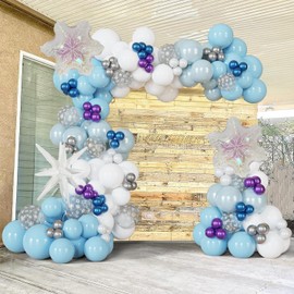 Blue and White Ballon garland for Winter Baby Shower Girl Decorations Gender Reveal Party Woodland Backdrop Supplies