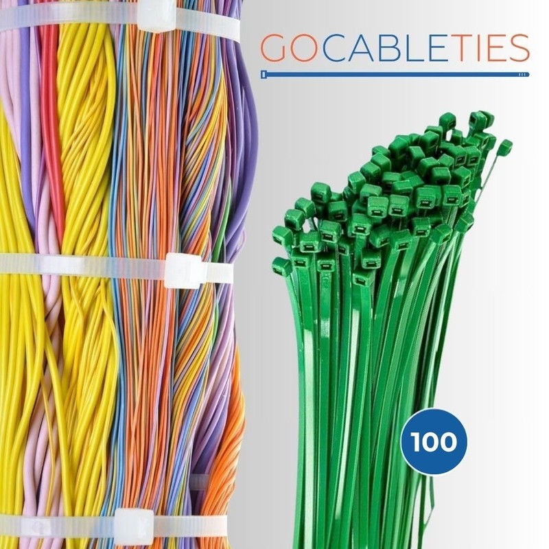 100 Pack of Green Cable Ties - 140mm x 3.6mm