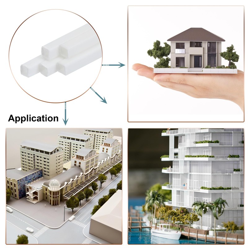 sourcing map 15pcs Plastic Model Tube ABS Square Tube 3x3x250mm