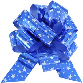 Oirznnd 10PCS Pull Bows for Gift Wrapping, 6inch Christmas Bows Ribbon with Star Pattern for Birthday Wedding Anniversery Presents Baskets Decoration Party Raffles, Blue Bows