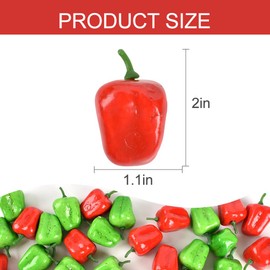 HUIANER Mini Artificial Pepper 40pcs Lifelike Pepper Fake Bell Pepper Simulation Green Red Pepper Artificial Vegetable for Home Kitchen DIY Crafts Decoration, 5cm