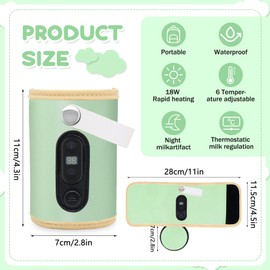 Herbst Bottle Warmer Baby On the Go, Portable Bottle Warmer Baby Can Be Heated, Bottle Warmer on the Go with 5 Adjustable Temperatures, Bottle Warmer for On the Go Portable (Green)