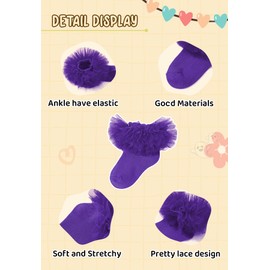 Zando Ruffle Socks for Girls Kids Princess Dress Toddler Cotton Stockings with Double Lace Frilly Little Girls Socks 8-10 Years Black/Dark Purple/Orange