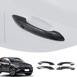 Lcojicep ABS Exterior Door Handle Protector Trim Frame Cover Compatible with Hyundai Tucson/Santa Cruz 2022+ Car Door Handle Cover External Protective Accessories (Carbon Fiber Pattern)