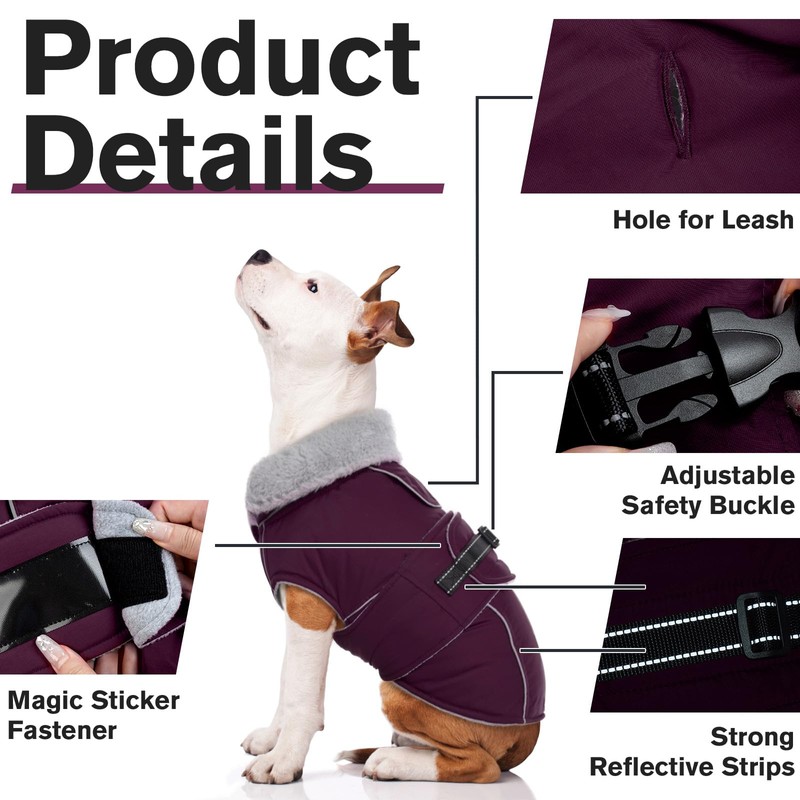 Lelepet Warm Dog Coat Waterproof Dog Jacket for Large Dogs