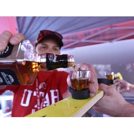 Big Shots Shooter Ski Kit, Peel-and-Stick Adhesive Mounts, No Tools Required, Fits All Standard Size Shot Glasses, 4 Mounts (80's Sensation)