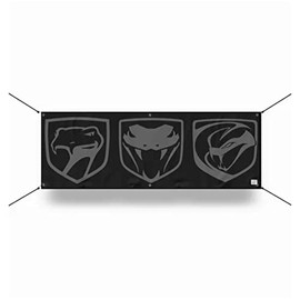 Dodge Viper Tri Logo Heavy Duty Vinyl Banner (12in x 36in) (Blackout)