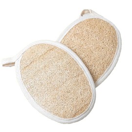 Loofah Exfoliating Body Scrubber for Shower Exfoliator (3 Pack 4.72 * 3.15in), 100% Natural Lufa Bath Scrub Loofa Sponge Pad, Lufas for Men and Women Loufa Biodegradable Luffa, Beige