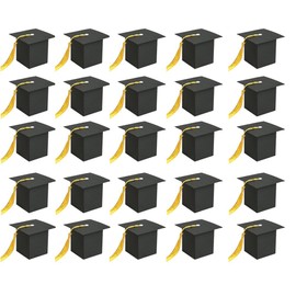 BinaryABC Graduation Candy Boxes Party Favors,Graduation Cap Gift Box with Tassel,15Pcs(Black)