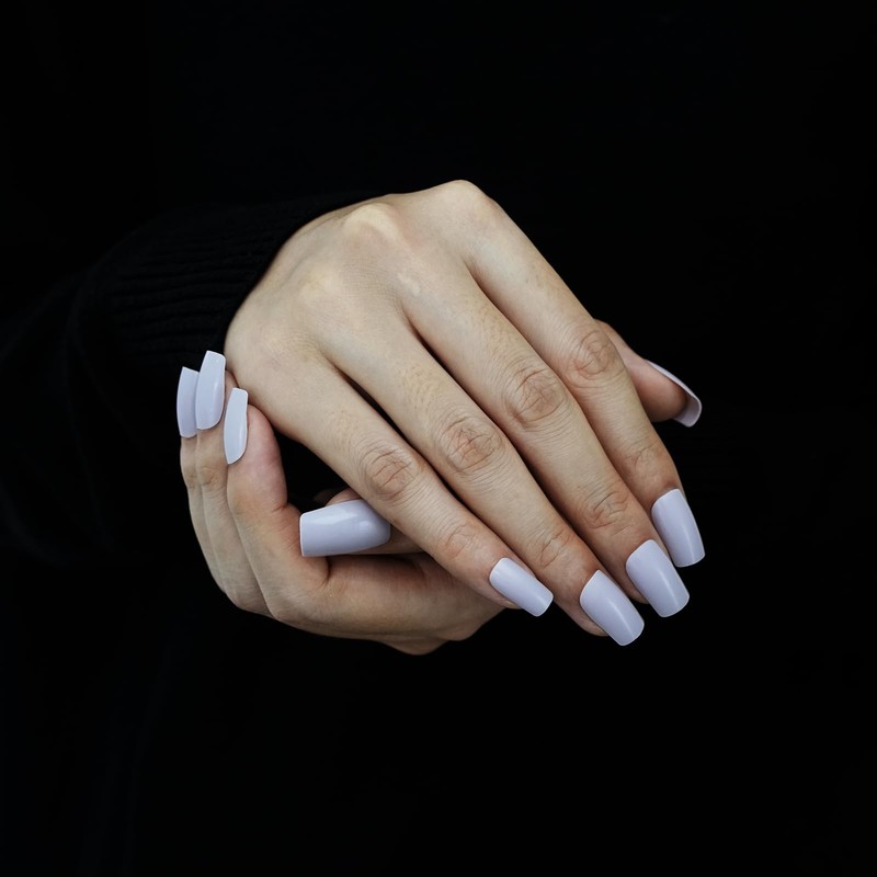 Belleruta Press On Nails Kit, Opaque Gray, Short Square Fake