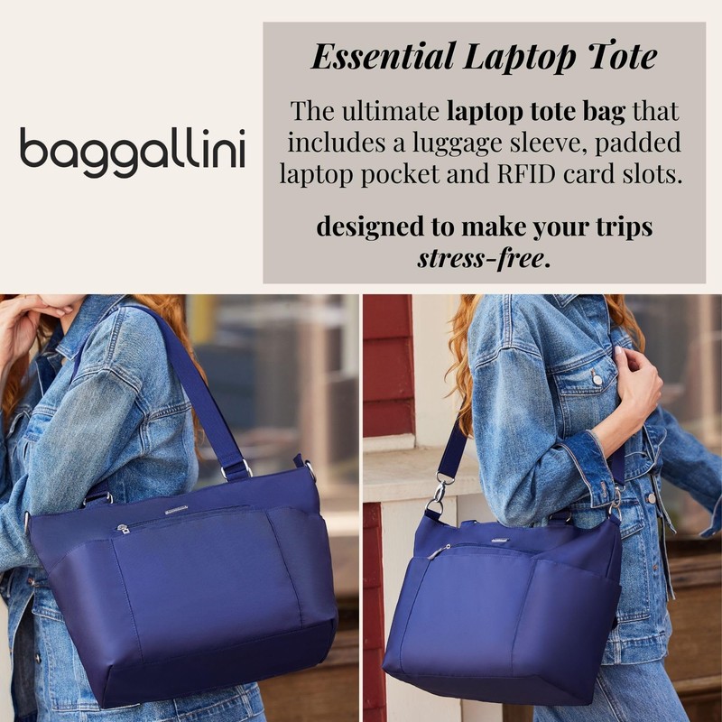 Baggallini Essential Laptop Tote - Work Tote Bag with Laptop