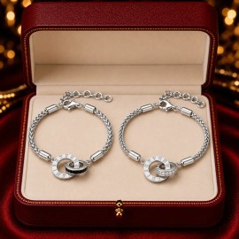 Pulseras Para Parejas Promesa Moissanita Oro Blanco 18k Plat