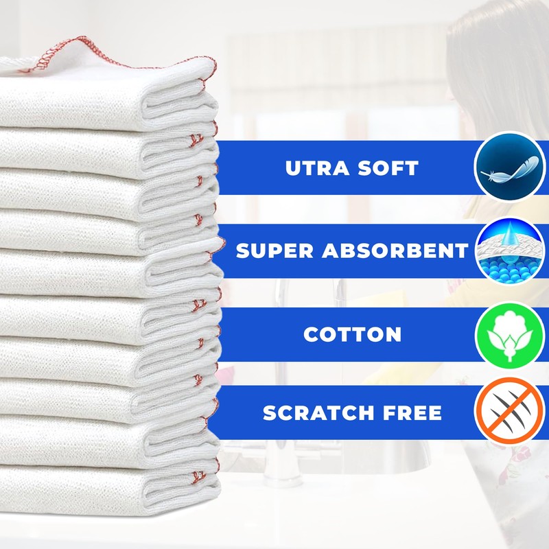 Towelogy Premium Extra Large Dish Cloths Pack of 10 -