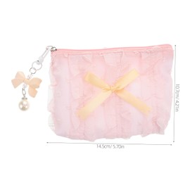 Ipetboom Cute Bow Makeup Bag Portable Polyester Cosmetic Organizer with Generous Storage for Travel and Daily Use Stylish Toiletry Pouch for Skincare Essentials and Accessories