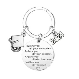 Graduation Gifts for Him Her Inspirational Gifts for Women Class of 2024 Graduation Keyring for Daughter Son Sister Classmate Best Friend Christmas Birthday Gifts Behind You Gifts Graduation Present