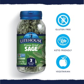Litehouse Freeze Dried Sage - Substitute for Fresh Sage, Jar Equal to 3 Sage Fresh Bunches, Organic, Sage Seasoning, Non-GMO, Gluten-Free - 0.30 Ounce 2-Pack